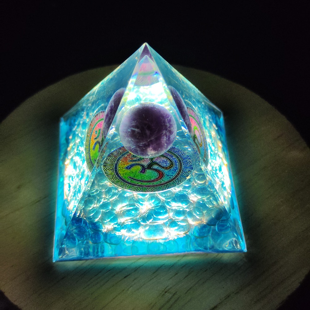 Máy Phát Điện Hình Kim Tự Tháp Bằng Thạch Anh Tím Pha Lê Reiki Chakra Tự Nhiên