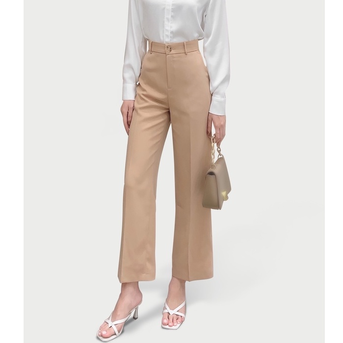 Quần culottes nữ ống rộng suông dài cạp cao đứng form thanh lịch thời trang công sở Calie House Q55
