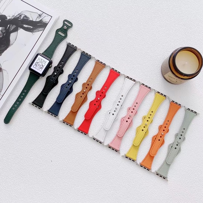 Dây Da Đeo Đồng Hồ Thông Minh Apple iWatch series 6 5 SE 4 3 2 44mm 40mm 42mm 38mm T500 PLUS HW22pro HW26 M26plus