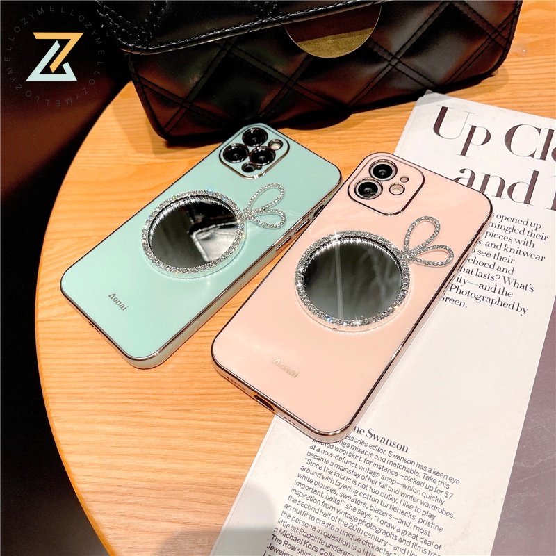 Zymello ốp lưng OPPO Reno 7Z 5G Reno6 Z 5G Reno 5 5G Reno 7 5G Reno 6 5G Reno 4 4G Reno 4F Reno 5F Gương trang điểm mạ điện hộp đựng điện thoại