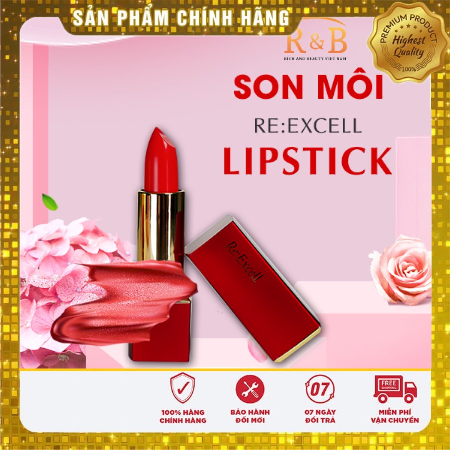 Son không chì❤️ dưỡng môi R&B Việt Nam Excell LIPSTICK có 4 màu: Đỏ quyến rũ, cam đất, hồng, cam tươi.