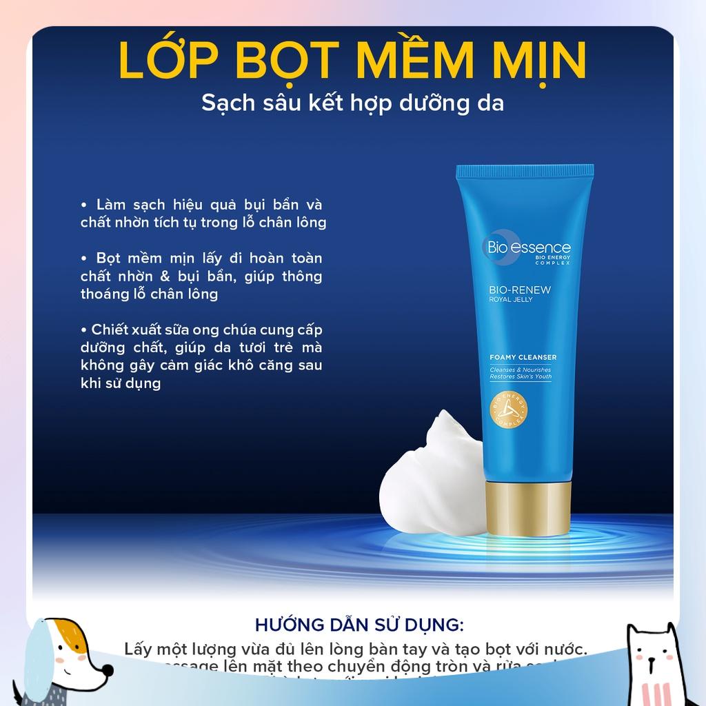 Sữa rửa mặt dưỡng da Bio-Essence Bio Renew Foamy Cleanser từ tc sữa ong chúa 100g
