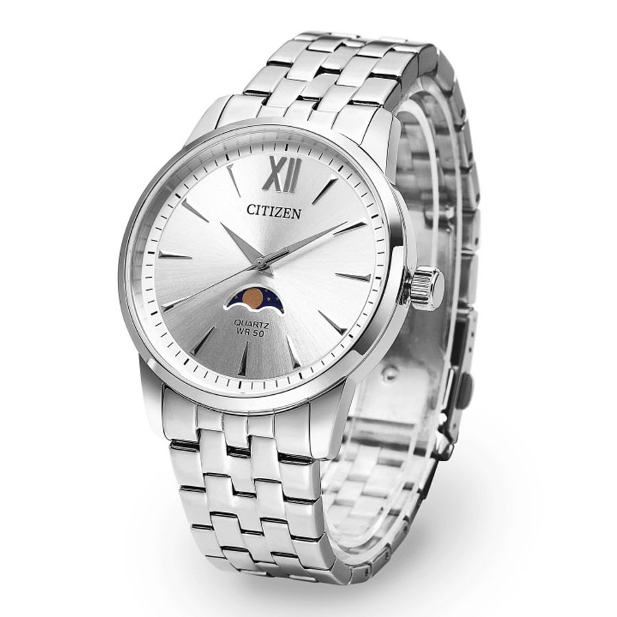 Đồng Hồ Citizen Nam Dây Kim Loại Pin-Quartz AK5000-54A - Mặt Trắng (41mm)