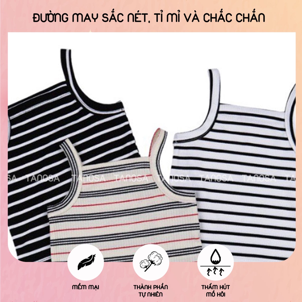 Áo hai dây kẻ cho bé gái chất cotton 8-18kg TANOSA