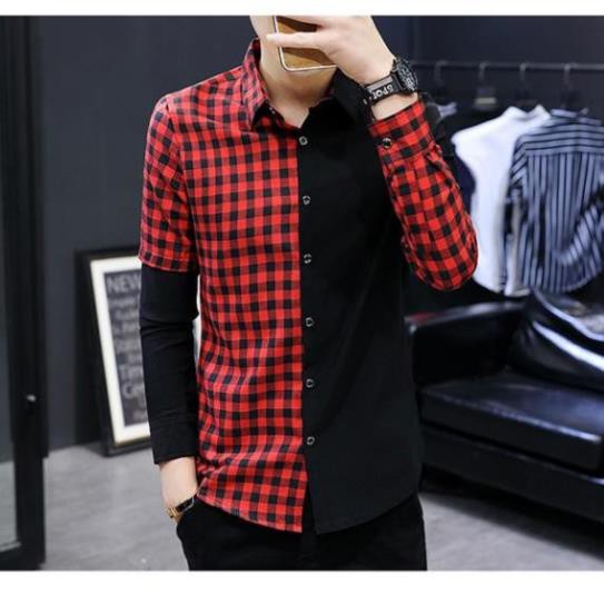 Áo Sơ Mi, Áo Sơ Mi Nam phối màu sọc caro, sáng ôm body, đặc sắc trẻ trung, lịch lãm nhưng không kém nam tính H38