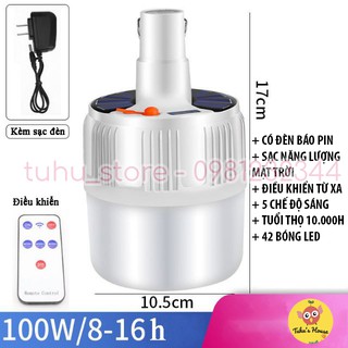 Đèn led tích điện năng lượng mặt trời siêu sáng Có Điều Khiển Từ Xa, 5 Chế Độ Sáng