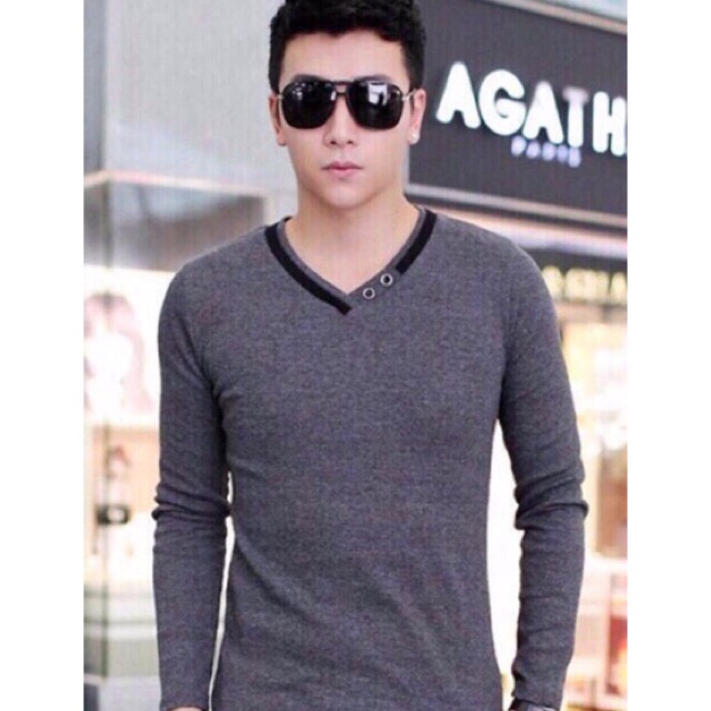 ÁO THUN NAM MỚI CỔ TIM NÚT VIỀN CỔ