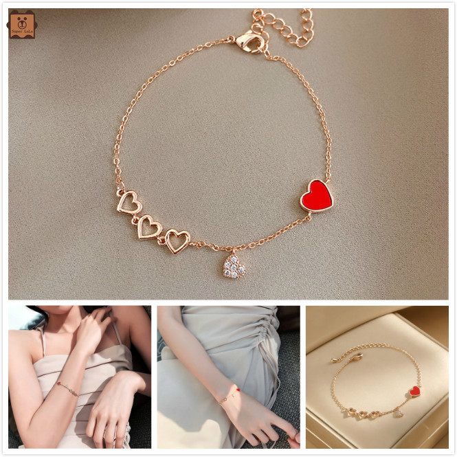 Vòng Tay Kim Loại Mặt Trái Tim Đơn Giản Thời Trang Cho Nữ