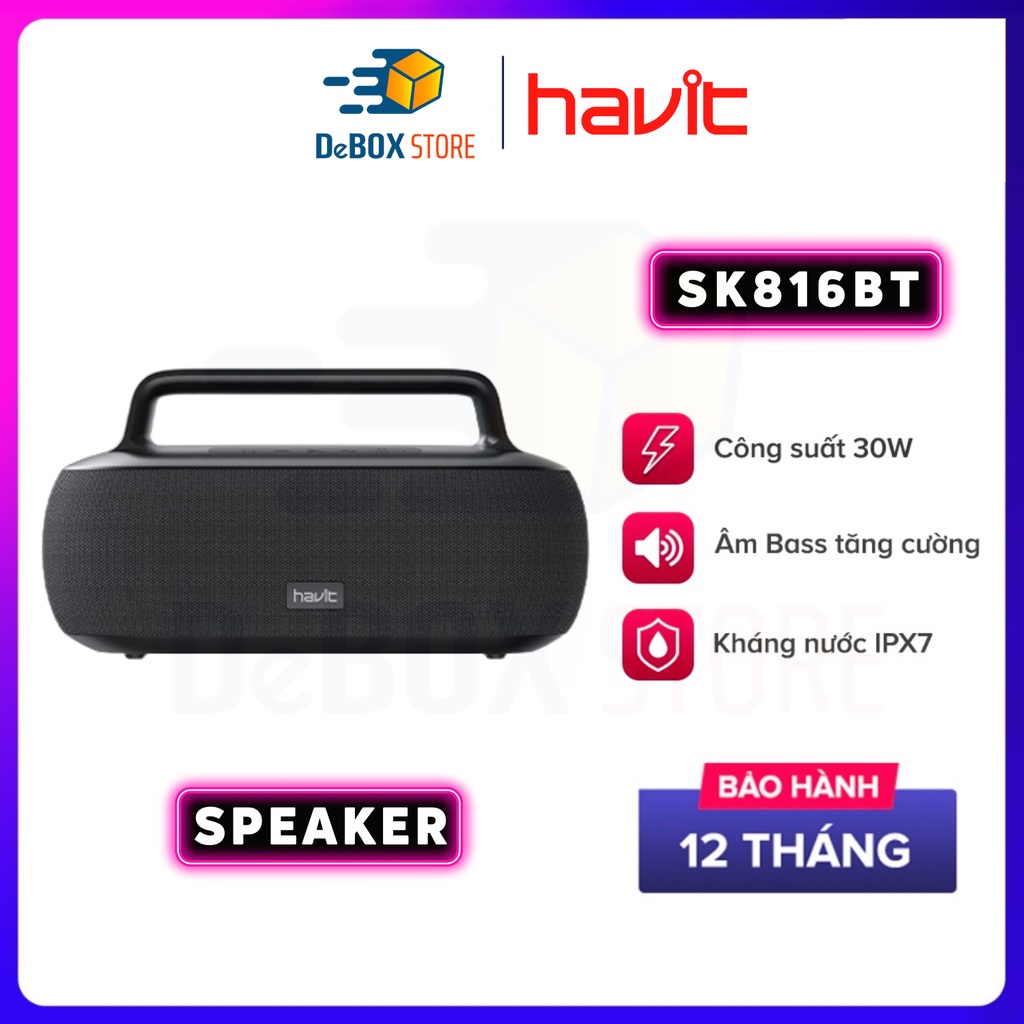 【Giao hàng nhanh】Loa Bluetooth HAVIT SK816BT Công Suất 30W, BT 5.0, Kháng IPX7, Thời Gian Chơi Nhạc Lến Đến 15h