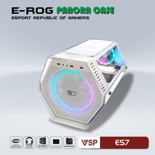Vỏ case gaming es7 kèm 2 fan - Trắng, Đen