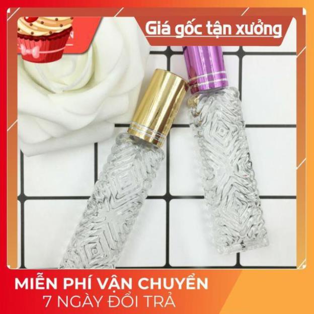 Lọ Chiết Nước Hoa ❤ GIÁ TỐT NHẤT ❤ Chai lọ chiết nước hoa thủy tinh 12ml có Gân hoa văn đựng dầu thơm .