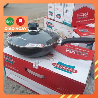 CHẢO CHỐNG DÍNH SÂU LÒNG SUNHOUSE CÓ NẮP 26cm