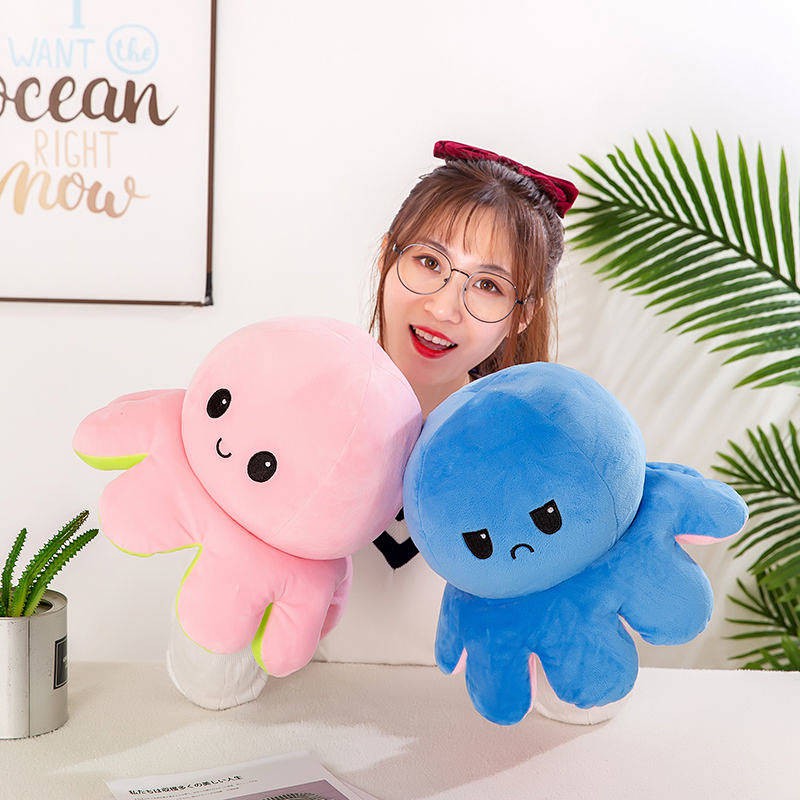 Hot Sale Douyin Double-Sided Flip Octopus Little Doll Octopus Plush Toy Negative Mood Doll Female Birthday Present Octopus doll double-sided octopus