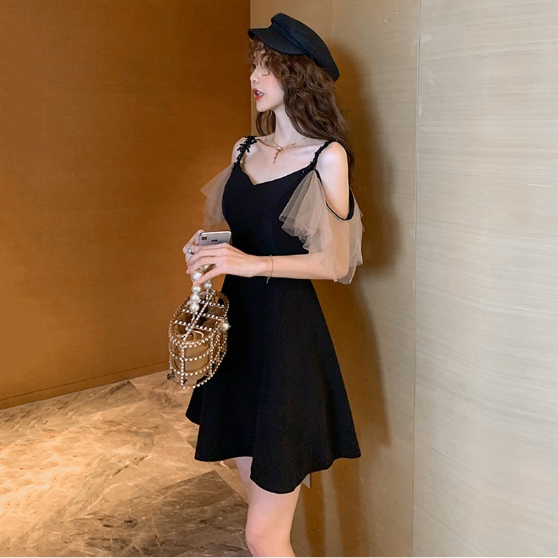 Váy Nữ Hai Dây Cách Điệu Tay Ngang, Đầm Nữ Công Chúa SIXTEEN. | BigBuy360 - bigbuy360.vn