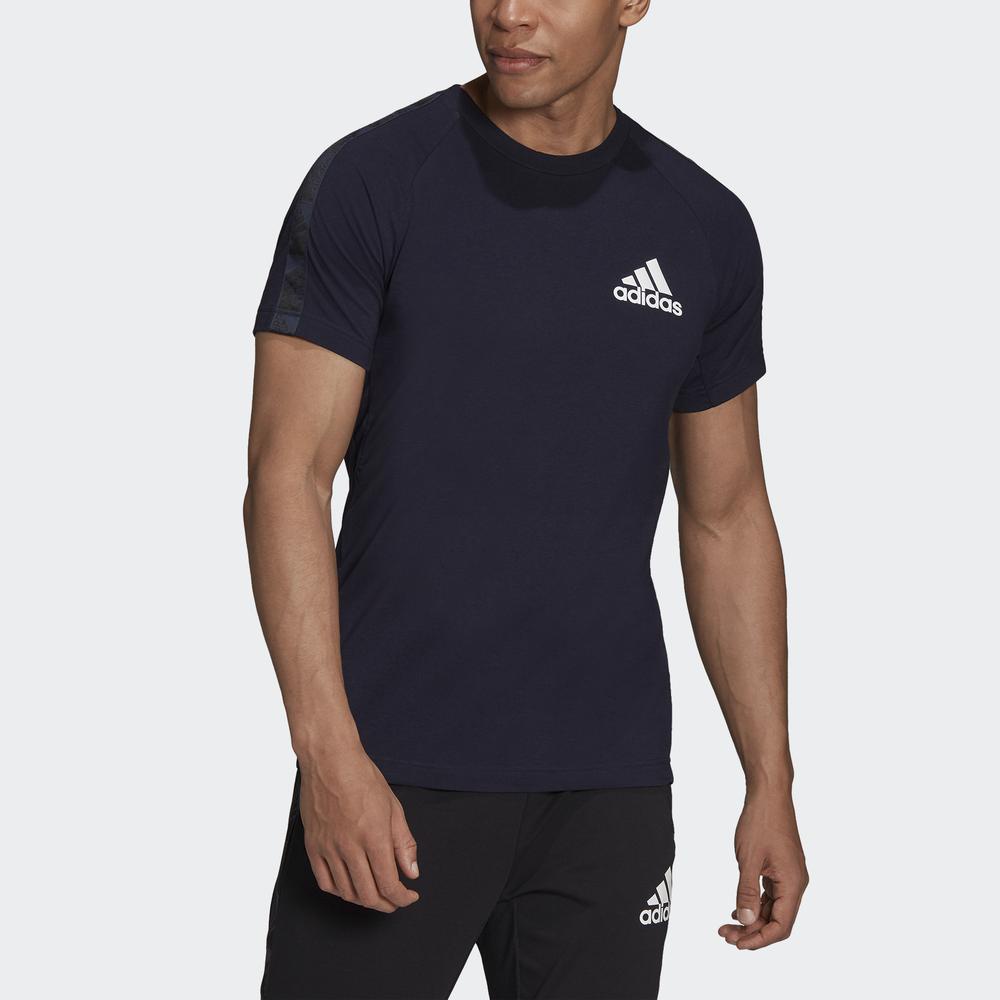 Áo Tee adidas TRAINING Nam AEROREADY Designed to Move Sport Motion Logo Tee Màu xanh dương H28784