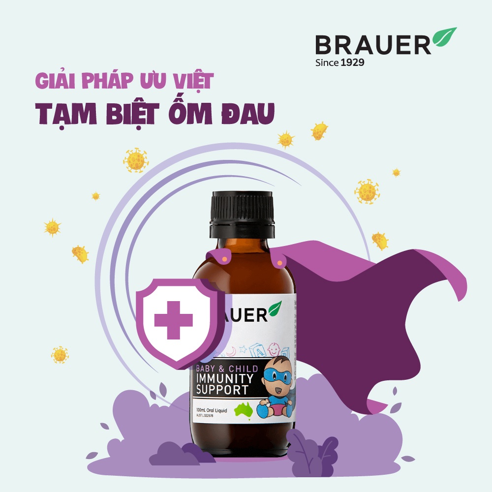 SIRO BRAUER IMMUNITY SUPPORT TĂNG ĐỀ KHÁNG PHỤC HỒI SK CHO BÉ