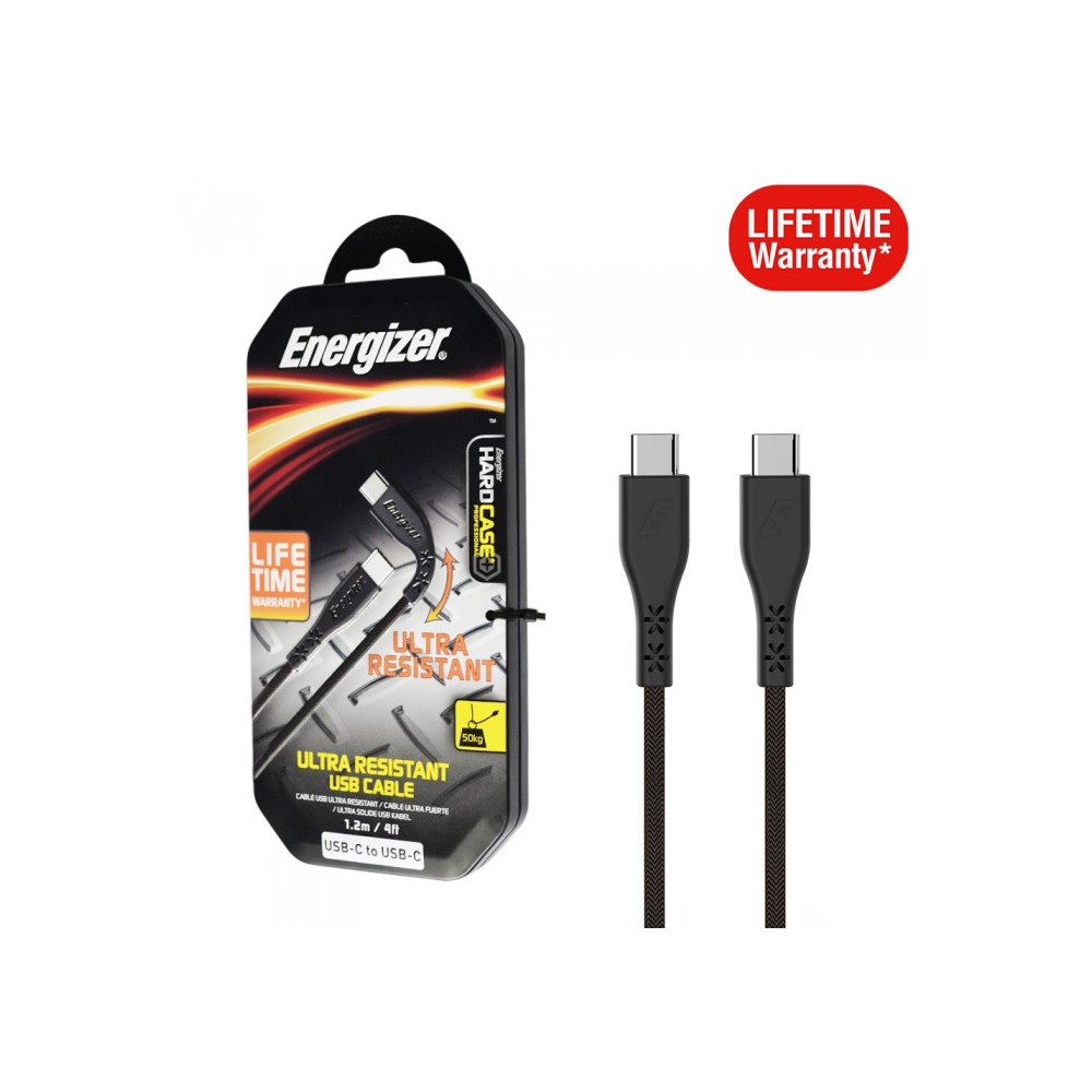 Cáp sạc Type C Energizer USB C ra USB C 2.0 dài 1.2m - LIFETIME WARRANTY - C41C2CGBKM