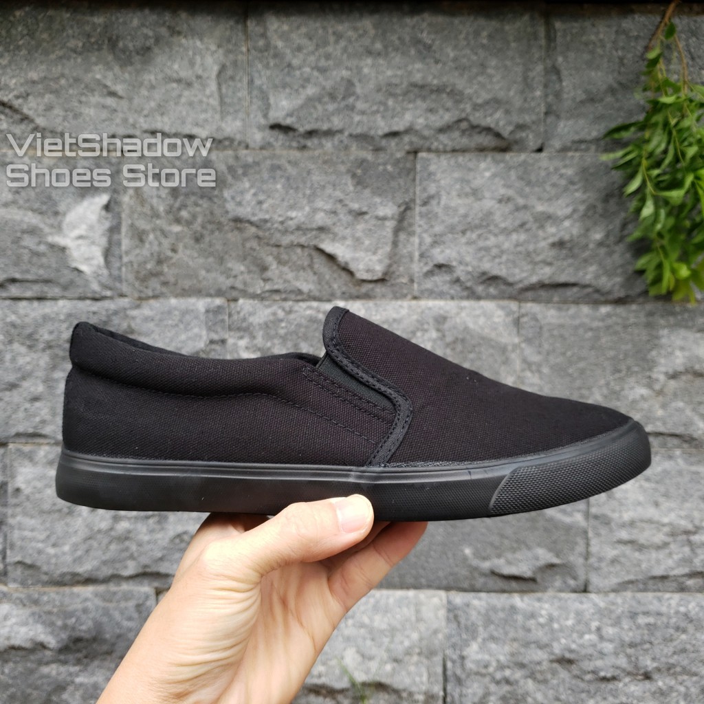 Slip on nam - Giày lười vải "little star" - Vải thô màu đen full - Mã A511 | BigBuy360 - bigbuy360.vn