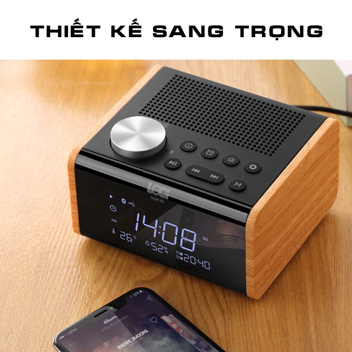 [Free Ship] Loa Bluetooth Di Động Kèm Đài FM Radio Hẹn Giờ Báo Thức - Loa bluetooth - Đài FM loci H100 Chính Hãng