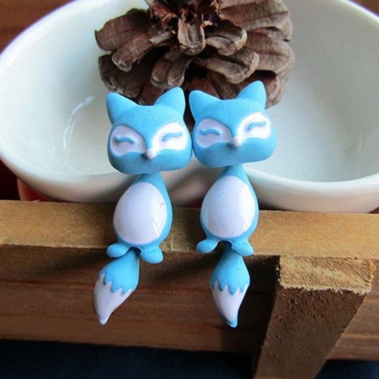 Khuyên tai kim loại hình cáo hoạt hình 3D dễ thương cho nữ