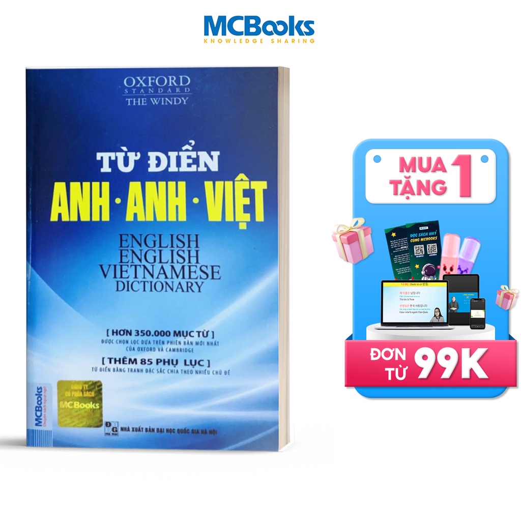 Sách - Từ Điển Anh Anh Việt Phiên Bản Bìa Mềm Màu Xanh - Giải Nghĩa Đầy Đủ Ví Dụ Phong Phú