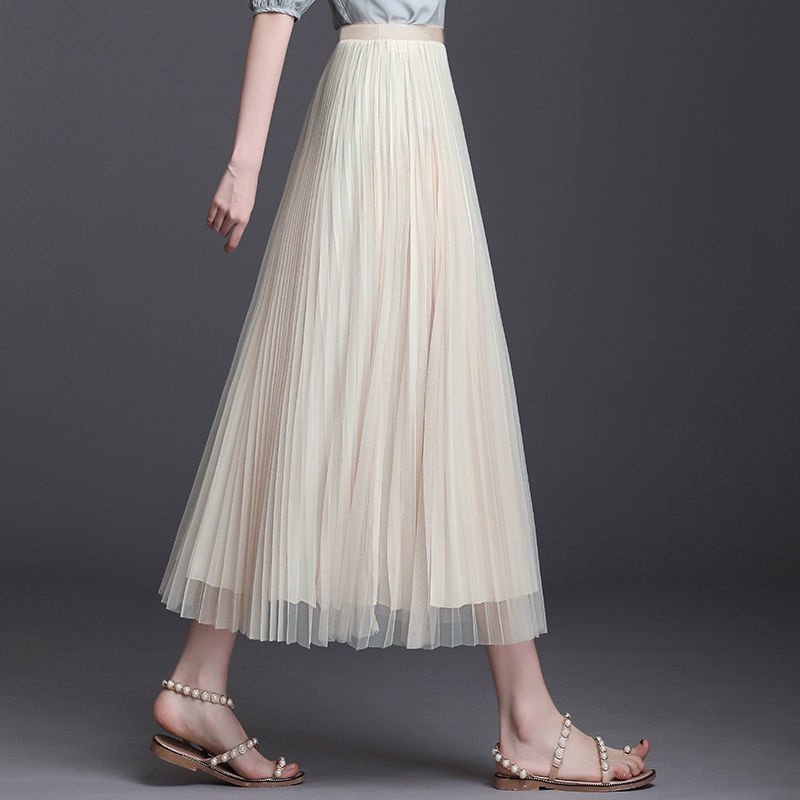 Chân Váy Chữ A Phối Lưới Xếp Ly Thời Trang Mùa Hè 2022 Cho Nữ