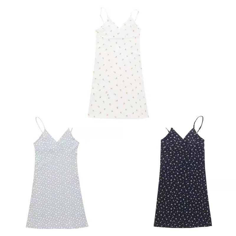 Đầm Hai Dây Cổ Chữ V Dáng Ôm In Họa Tiết Hoa Phong Cách Cổ Điển Thời Trang Mùa Hè Quyến Rũ Cho Nữ