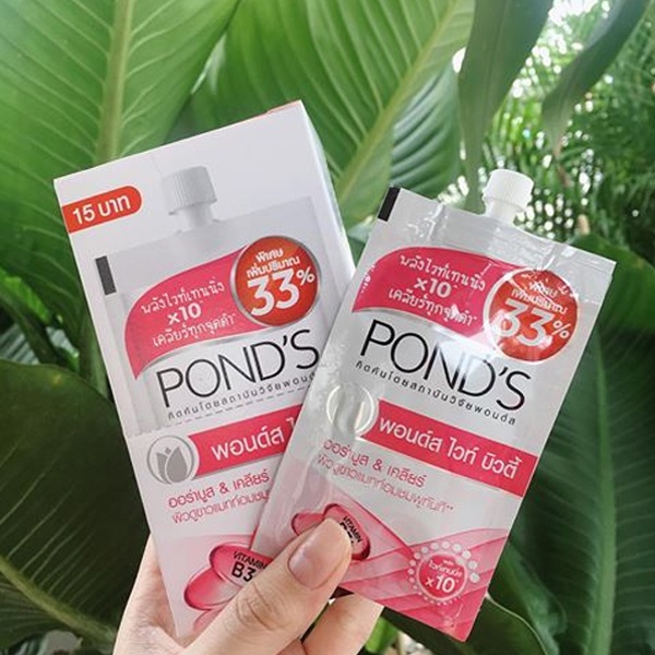 Kem Dưỡng Trắng Da Pond's Cao Cấp Thái Lan (dạng gói). Có thể dùng làm kem dưỡng, kem nền trang điểm