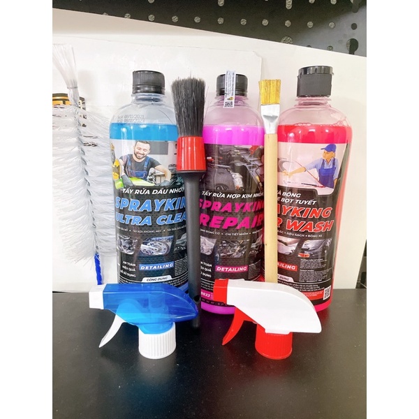 Combo 3 chai rửa xe sprayking ,Tẩy nhớt SPRAYKING ULTRA CLEAN , Tẩy nhôm SPRAYKING REPAIR , Nước rửa xe Sprayking