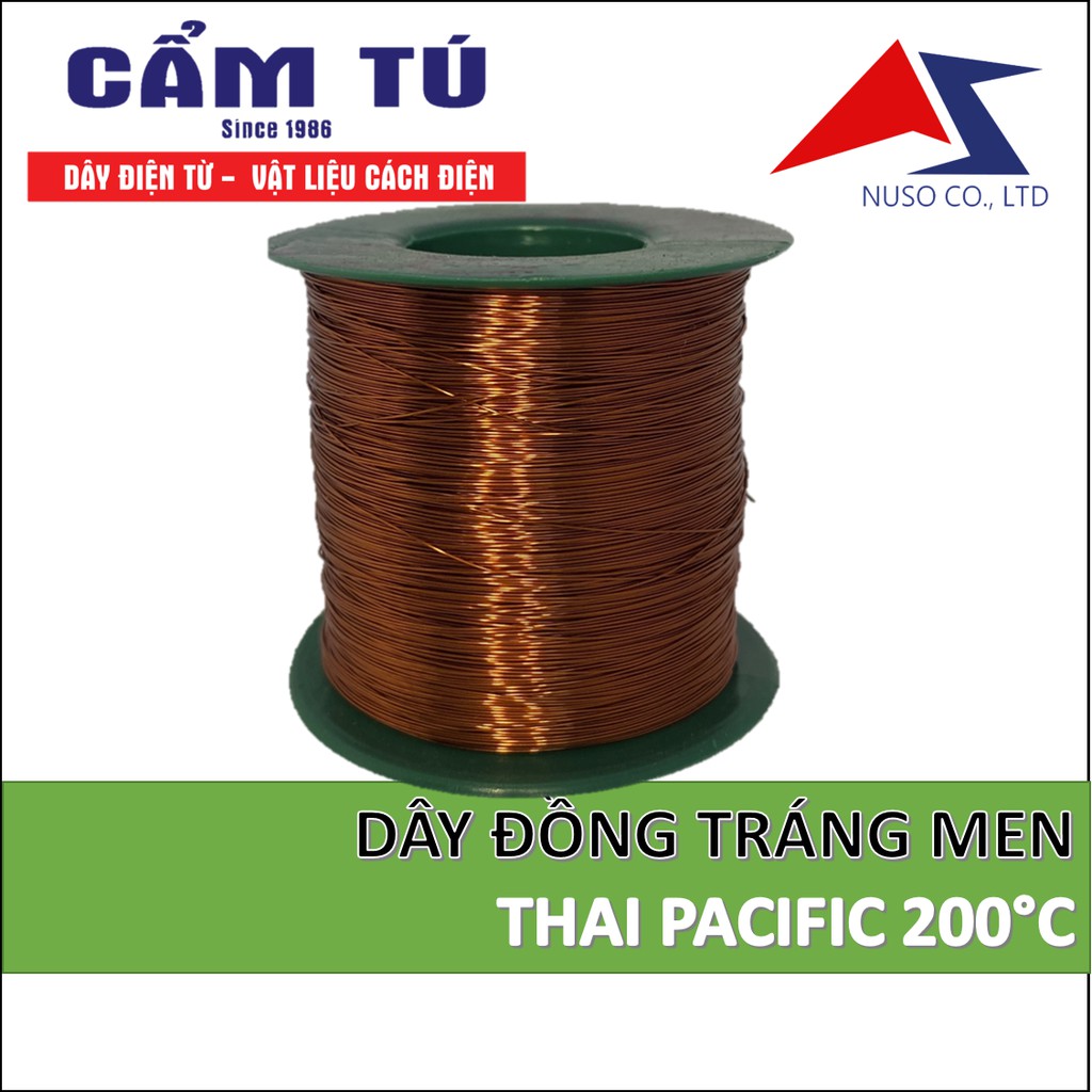 Dây đồng tráng men Thái 200 độ C điện từ chịu nhiệt quấn motor biến áp - phụ tùng quạt giá lạng đồng 100% (100gr)