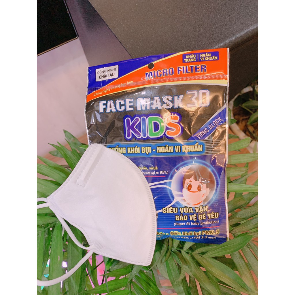 Túi 5 chiếc khẩu trang trẻ em Face 3D Mask bảo vệ sức khỏe cho bé từ 3 đến 9 tuổi | BigBuy360 - bigbuy360.vn