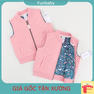 Áo phao gile cho bé gái trần trám lót nỉ, Gile phao cho bé 12-18m hãng Carter