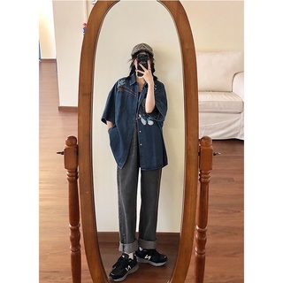 [ 𝗢𝗥𝗗𝗘𝗥 𝗧𝗔𝗢𝗕𝗔𝗢 ] Áo Sơ Mi Denim Thêu Gấu