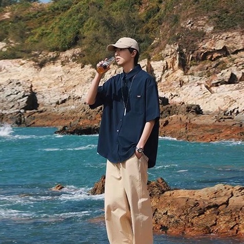 Áo Sơ Mi Dáng Rộng Tay Ngắn Phong Cách Thời Trang Retro Nhật Bản Có Size M-2xl Dành Cho Nam Và Nữ