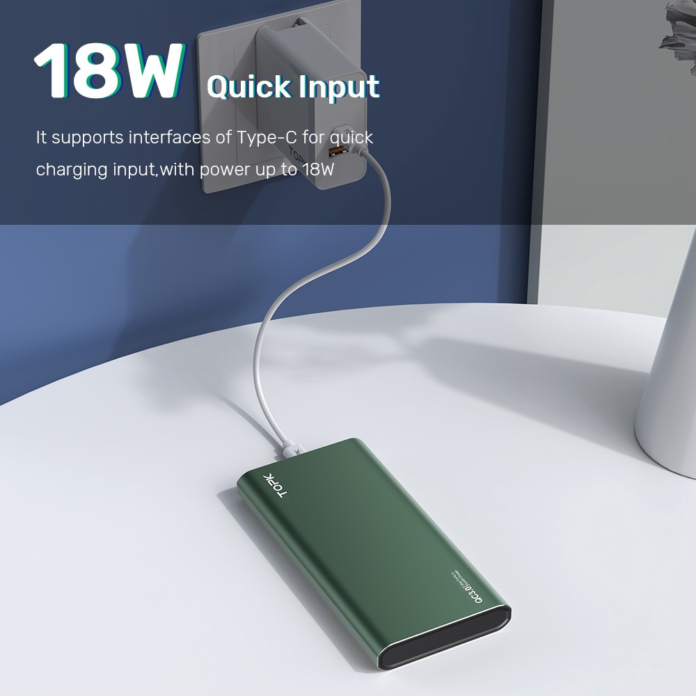 Sạc Dự Phòng TOPK I1006 I1007P 10W 18W 20W QC 3.0 Dung Lượng 10000mAh Có Màn Hình Điện Tử Vỏ Kim Loại