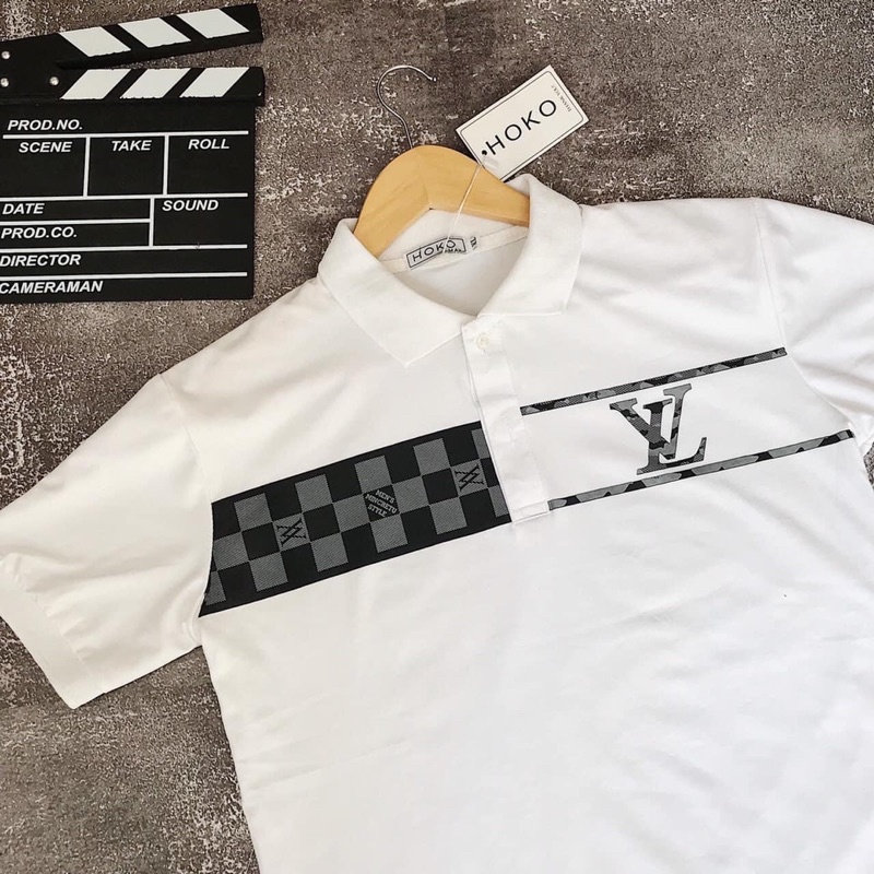 Áo polo nam tay ngắn, áo thun nam cổ trụ in hình LV vải cotton xuất xịn không xù lông form chuẩn