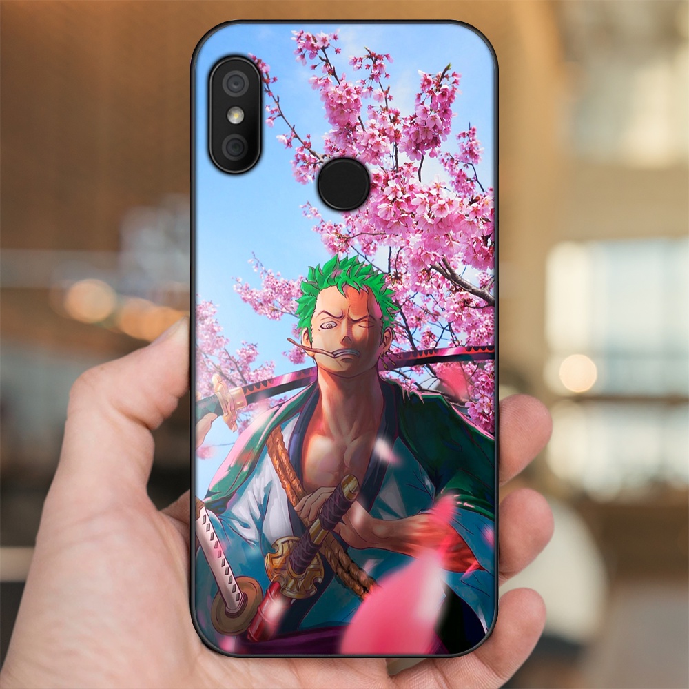 Ốp lưng Xiaomi Redmi 6 Pro, Mi A2 Lite viền đen in hình Zoro One Piece