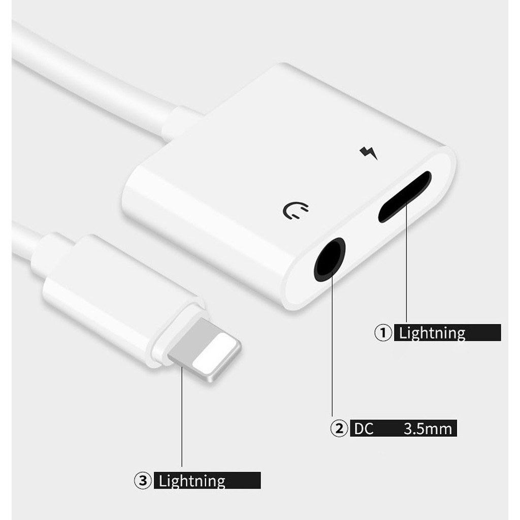 CÁP CHUYỂN ĐỔI ĐẦU RA 2 ĐẦU LIGHTNING VỪA NGHE NHẠC VỪA SẠC ĐIỆN THOẠI CHO IPHONE