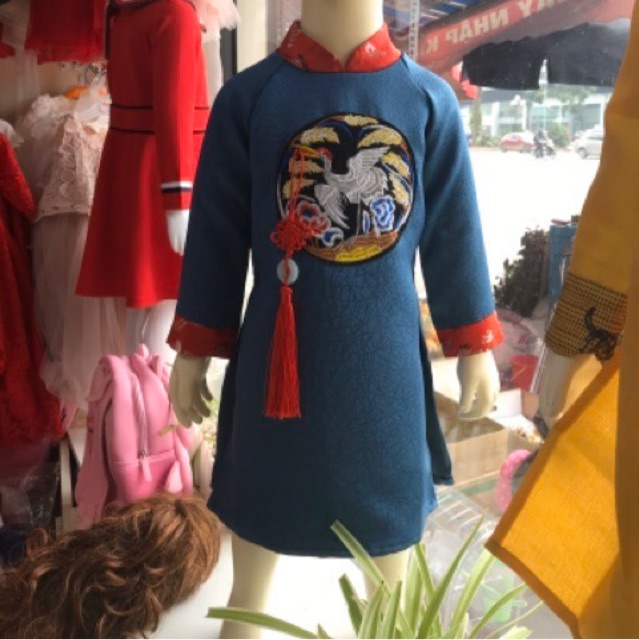 Áo dài gấm ngọc hạc bé trai 10-28kg