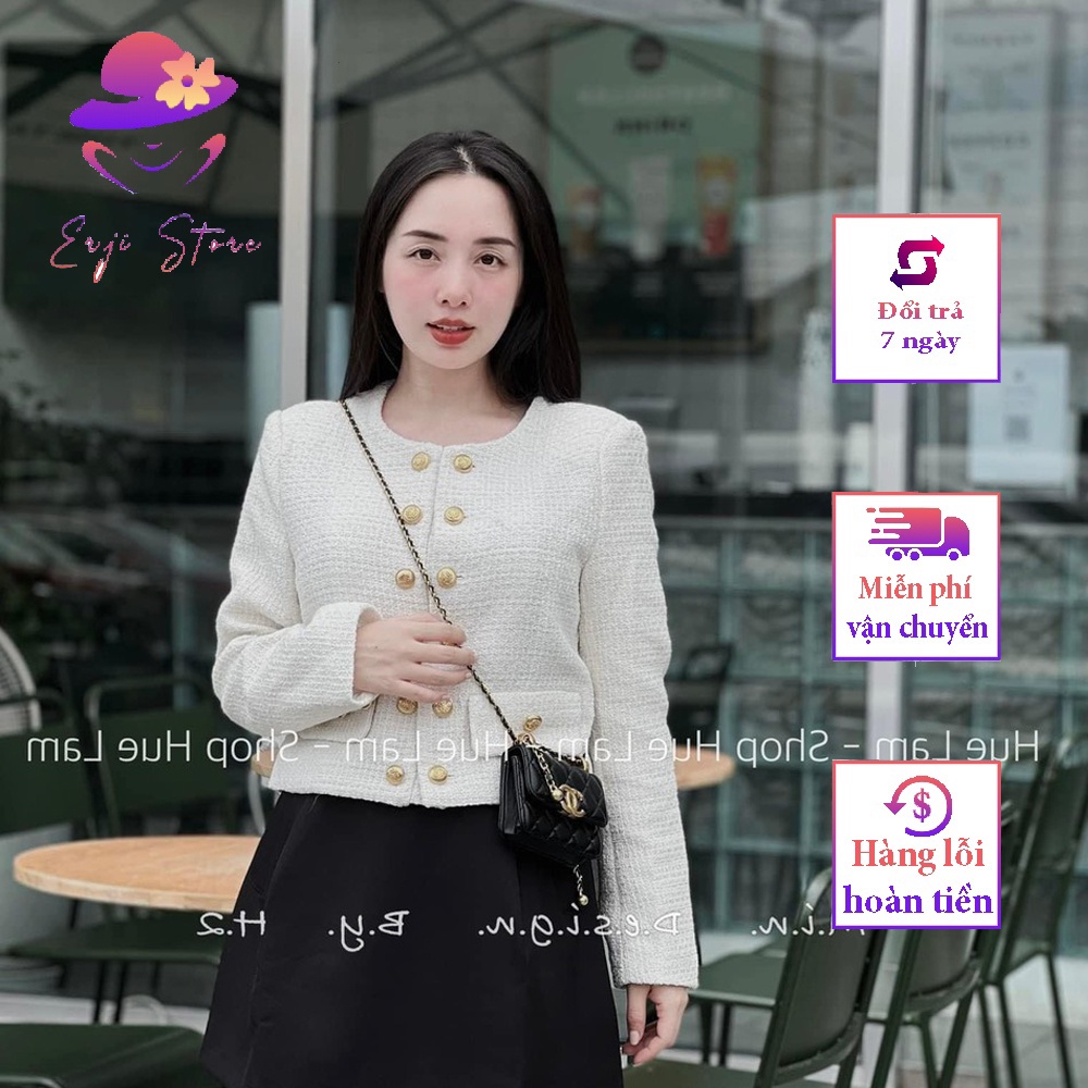 Áo khoác dạ 2 hàng cúc đòng 2 màu đen trắng