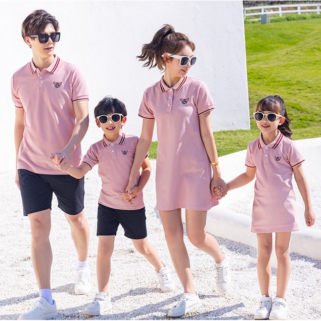 Áo polo Ngắn Tay In Chữ Thời Trang Dành Cho Cả Gia Đình