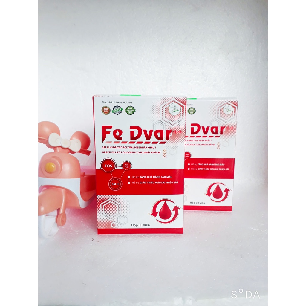 Viên uống bổ sung sắt FE DVAR, hỗ trợ tăng khả năng tạo m.áu, giảm thiếu m.áu do thiếu sắt