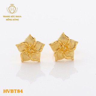 Bông Tai Titan Nữ, Khuyên Tai Hoa Mai Dáng Bám Sát Xi Mạ Vàng Non 24k - Trang Sức Hava Hong Kong - HVBT84