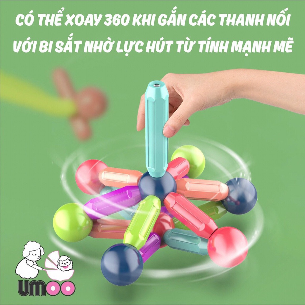 Bộ đồ chơi xếp hình nam châm từ tính Umoo UM-1085 giúp bé phát triển khả năng tư duy, sáng tạo, an toàn cho bé