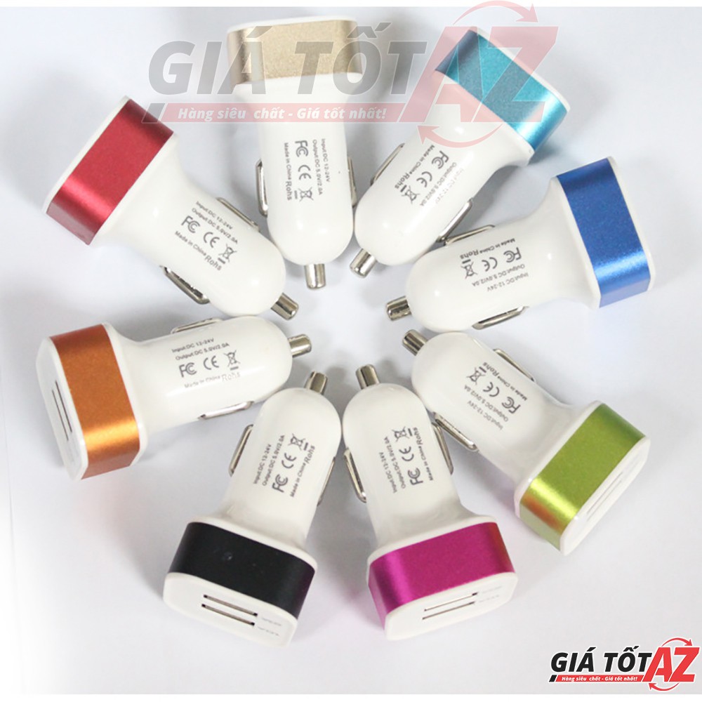 Sạc điện thoại trên ô tô 2 cổng USB 1.0A và 2.1A (Nguồn vào 12V và 24V)