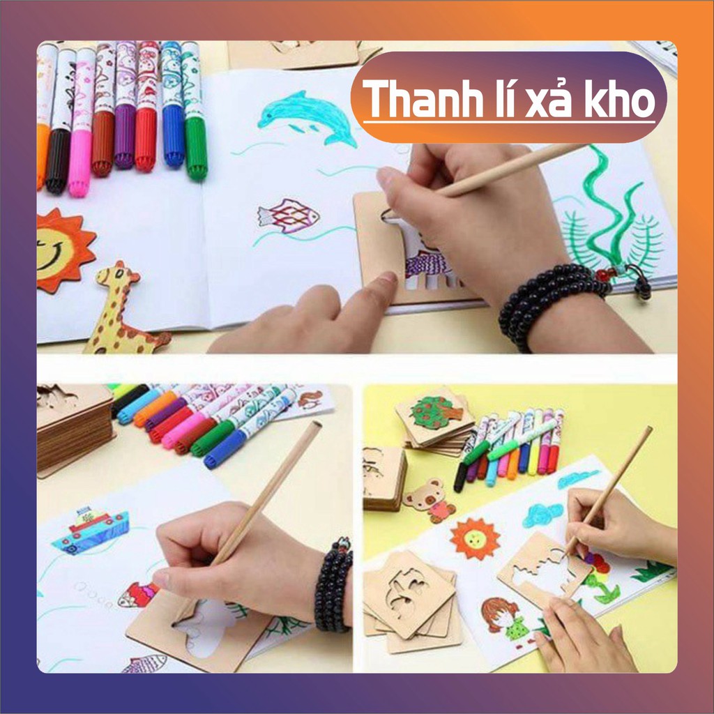 [FREE SHIP] Bộ khuôn vẽ tranh và tô màu bằng gỗ cho bé yêu [FREE SHIP]