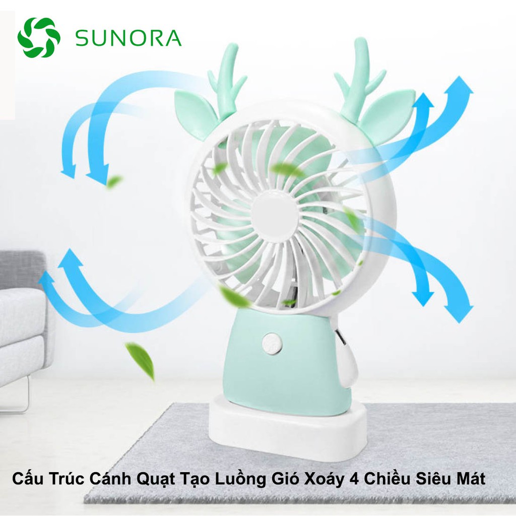 Quạt Cầm Tay Mini Sạc USB Bỏ túi Có Chân Đế Đèn LED Gió Cực Mạnh | BigBuy360 - bigbuy360.vn