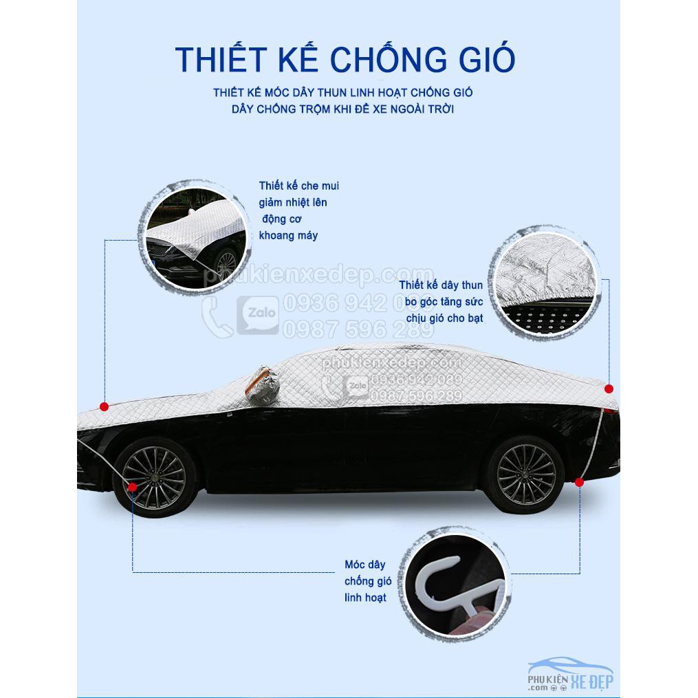 Bạt Phủ Nóc Ô tô CAO CẤP- FREESHIP 5D Có Bông Chống Che Nắp Capo chống nóng hiệu quả