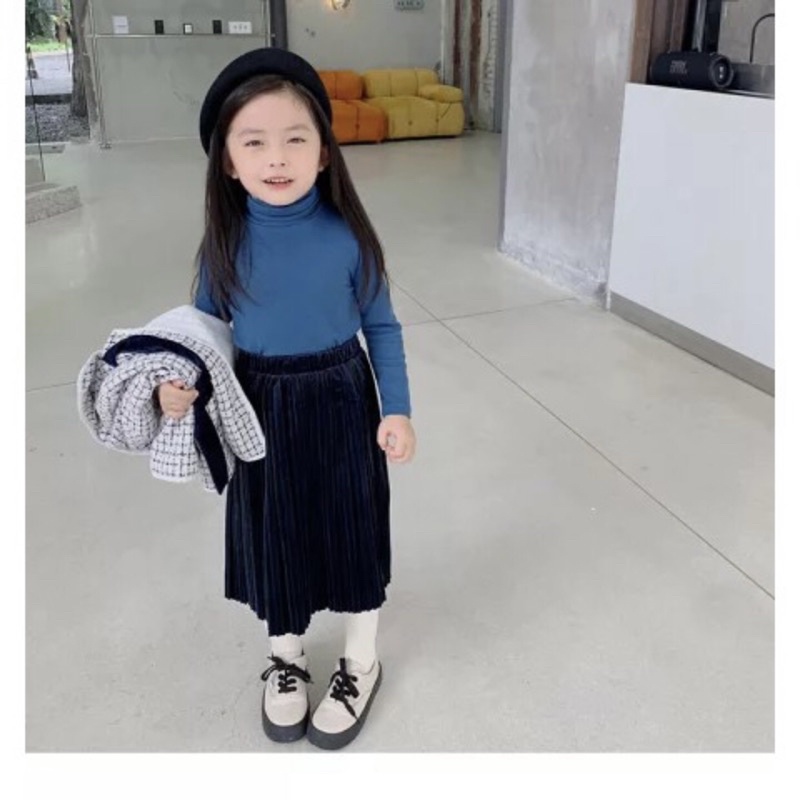 30KG CHÂN VÁY NHUNG XẾP LY CHO BÉ GÁI CỰC SANG CHẢNH