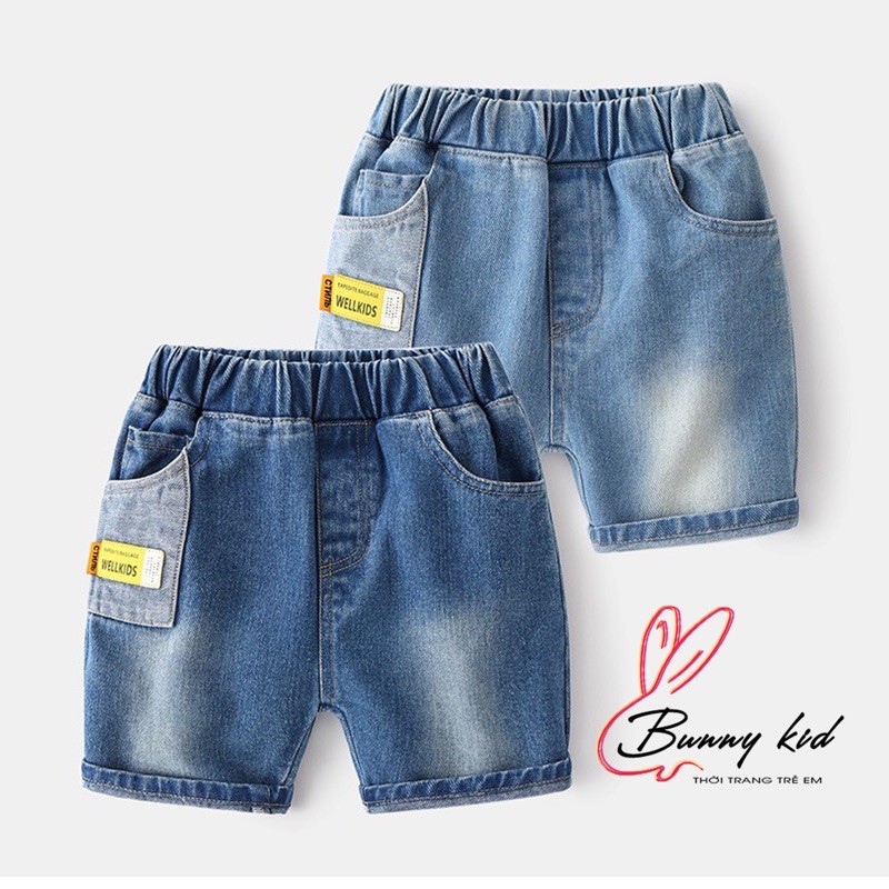 Quần short Jean bé trai WELLKIDS quần bò chất mềm hoạ tiết ngộ nghĩnh cho bé (3216)